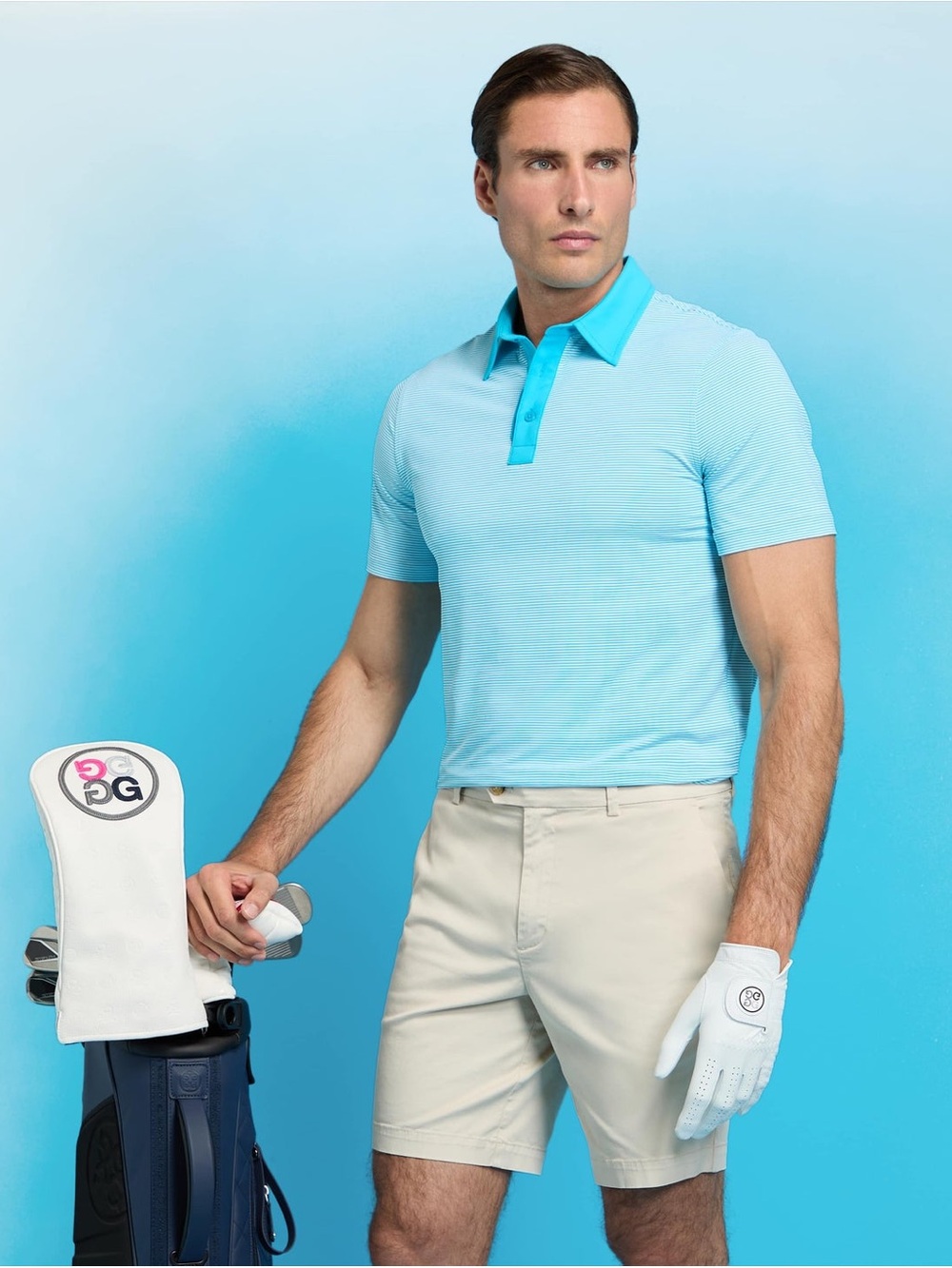 NWT G/Fore Feeder Stripe Fine Tech Jersey Golf Polo Shirt - Venetian (Small)